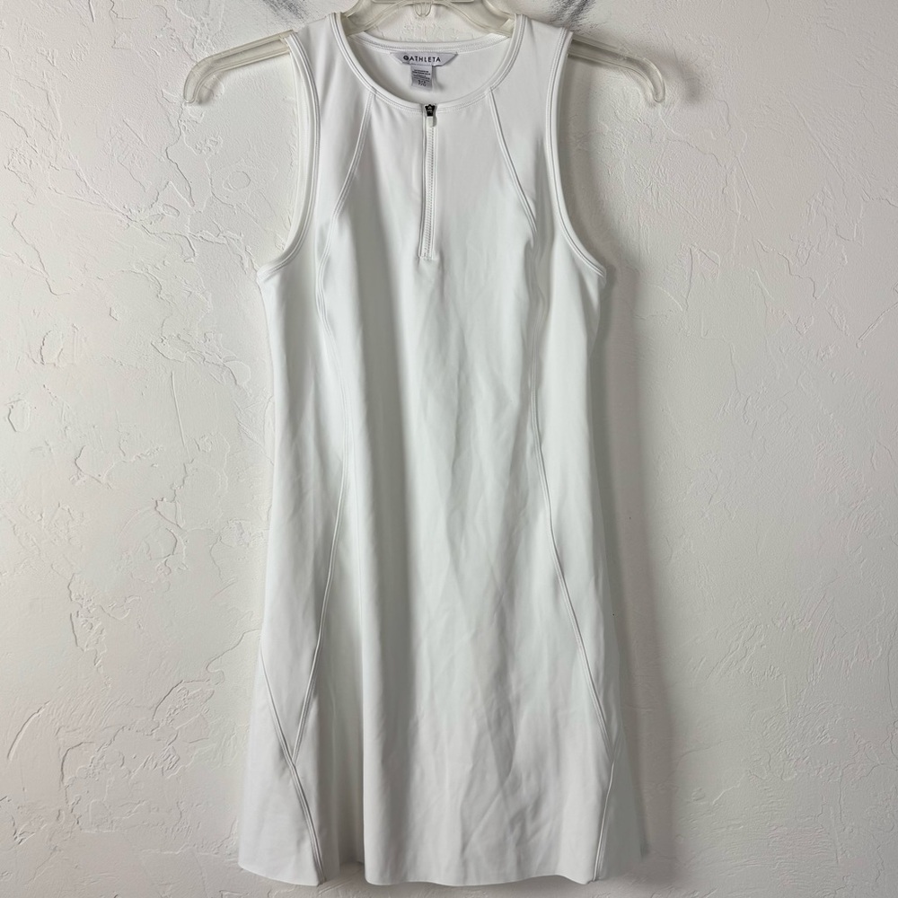Athleta Dress Ace Tennis Athletic Workout Golf Running Solid White Zip Down Knit